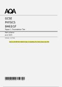 AQA GCSE PHYSICS 8463&sol;1F Paper 1 Foundation Tier Mark scheme June 2025