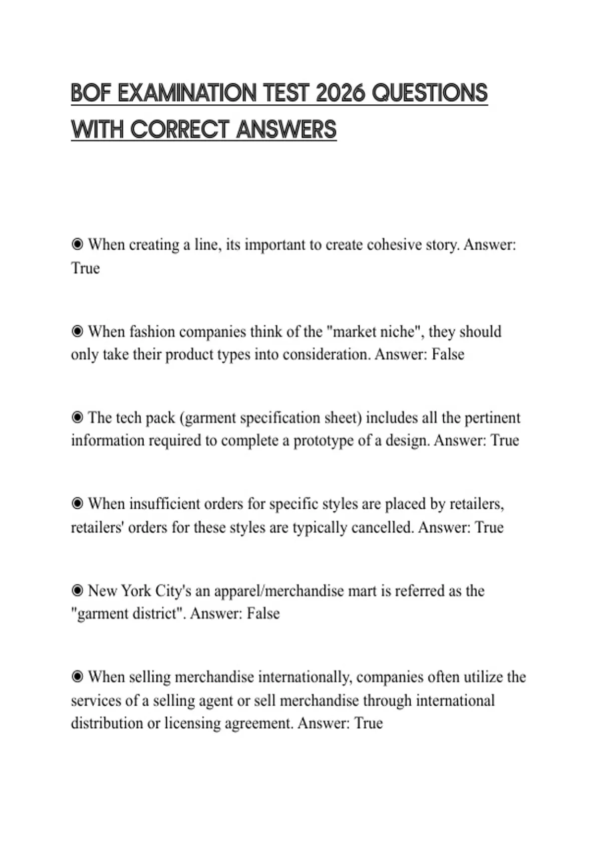 BOF EXAMINATION TEST 2026 QUESTIONS WITH CORRECT ANSWERS - BOF - Stuvia US