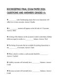 BOOKKEEPING FINAL EXAM PAPER 2026 QUESTIONS AND ANSWERS GRADED A&plus;