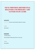 NR 511 Midterm Differential Diagnosis and Primary Care Sanner Study Guide 2026