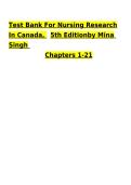 Test Bank for Nursing Research in Canada 5th Edition by Mina Singh &vert; Chapters 1&ndash;21 &vert; Complete Verified Q&A Study Guide