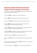 Behavioral Health &lpar;The Medical Assistant  Chapter 37&rpar; Exam questions and answers 