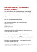 Biomedical Informatics Midterm 1 Exam  questions and answers 