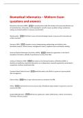 Biomedical Informatics &ndash; Midterm Exam  questions and answers 
