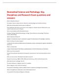 Biomedical Science and Pathology&colon; Key  Disciplines and Research Exam questions and  answers 