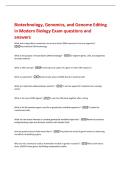 Biotechnology&comma; Genomics&comma; and Genome Editing  in Modern Biology Exam questions and  answers 