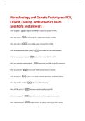 Biotechnology and Genetic Techniques&colon; PCR&comma;  CRISPR&comma; Cloning&comma; and Genomics Exam  questions and answers 