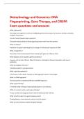 Biotechnology and Genomics&colon; DNA  Fingerprinting&comma; Gene Therapy&comma; and CRISPR  Exam questions and answers 
