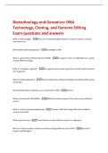 Biotechnology and Genomics&colon; DNA  Technology&comma; Cloning&comma; and Genome Editing  Exam questions and answers 