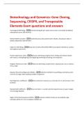 Biotechnology and Genomics&colon; Gene Cloning&comma;  Sequencing&comma; CRISPR&comma; and Transposable  Elements Exam questions and answers 