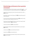 Biotechnology and Genomics Exam questions  and answers 