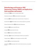 Biotechnology and Genomics&colon; DNA  Sequencing&comma; Cloning&comma; CRISPR&comma; and Applications  Exam questions and answers 