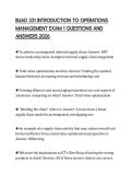 BUAD 331 INTRODUCTION TO OPERATIONS MANAGEMENT EXAM 1 QUESTIONS AND ANSWERS 2026