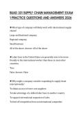 BUAD 331 SUPPLY CHAIN MANAGEMENT EXAM 1 PRACTICE QUESTIONS AND ANSWERS 2026