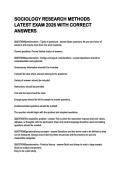 SOCIOLOGY RESEARCH METHODS  LATEST EXAM 2026 WITH CORRECT  ANSWERS 