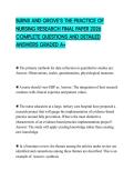 BURNS AND GROVE&rsquo;S THE PRACTICE OF NURSING RESEARCH FINAL PAPER 2026 COMPLETE QUESTIONS AND DETAILED ANSWERS GRADED A