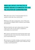 BURNS AND GROVE&rsquo;S THE PRACTICE OF NURSING RESEARCH EXAMINATION TEST 2026 FULL SOLUTION SET GUARANTEED PASS