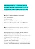 BURNS AND GROVE&rsquo;S THE PRACTICE OF NURSING RESEARCH PRACTICE TEST 2026 EXAM SCRIPT WITH VERIFIED SOLUTIONS