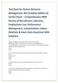 Human Resource Management 6th Canadian Edition Test Bank 2026&sol;2027 &ndash; Sandra Steen