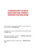CYBERSECURITY EXAM 40  QUESTIONS AND CORRECT  ANSWERS 20252026 EXAM