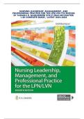 Test Bank for Nursing Leadership&comma; Management&comma; and Professional Practice for the LPN&sol;LVN 7th Edition &ndash; Tamara R&period; Dahlkemper &vert; Latest Update 2026 &vert; A&plus; Exam Prep