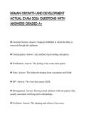 HUMAN GROWTH AND DEVELOPMENT ACTUAL EXAM 2026 QUESTIONS WITH ANSWERS GRADED A&plus;