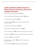 Health and Wellness&colon; Midterm Review on  Mental&comma; Physical&comma; and Substance Abuse Exam  questions and answers 