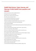 Health Data Science&colon; Types&comma; Sources&comma; and  Sharing in Public Health Exam questions and  answers 