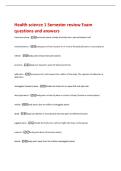 Health science 1 Semester review Exam  questions and answers 