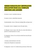HUMAN PARASITOLOGY CERTIFICATION EVALUATION EXAM 2026 COMPLETE QUESTIONS AND ANSWERS
