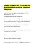 HUMAN PARASITOLOGY EXAMPREP 2026 TEST PAPER QUESTIONS AND SOLUTIONS GRADED A&plus;