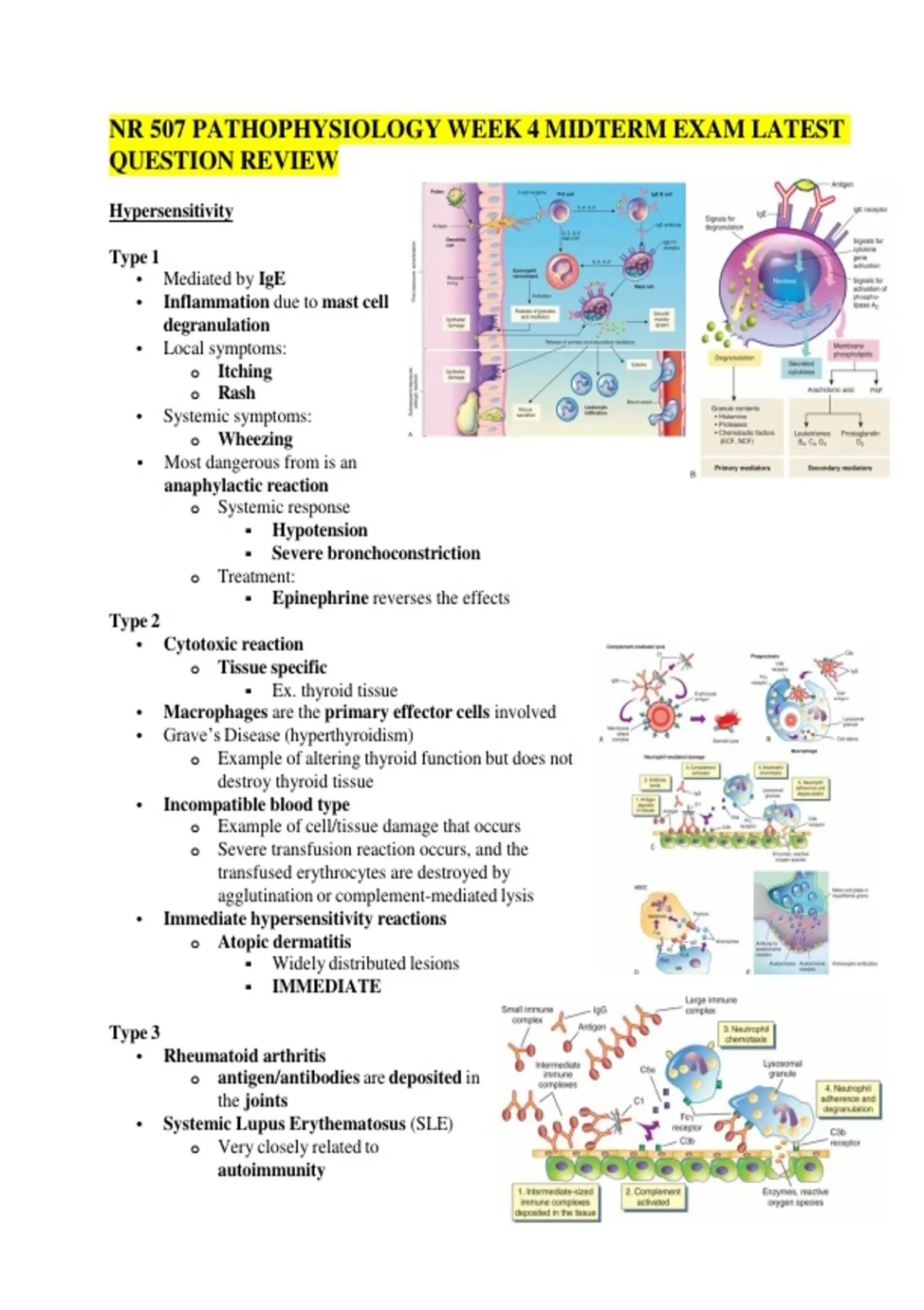 Pathophysiology Class NR 507 Pathophysiology Week 4 Review Guide 2026/2027 – Study Questions ...