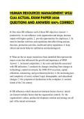 HUMAN RESOURCES MANAGEMENT WGU C232 ACTUAL EXAM PAPER 2026 QUESTIONS AND ANSWERS 100&percnt; CORRECT
