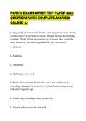 PSYCH 1 EXAMINATION TEST PAPER 2026 QUESTIONS WITH COMPLETE ANSWERS GRADED A&plus;