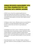 HUMAN RESOURCES MANAGEMENT WGU C232 FINAL EXAMINATION TEST 2026 QUESTIONS WITH VERIFIED ANSWERS