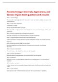Nanotechnology&colon; Materials&comma; Applications&comma; and  Societal Impact Exam questions and answers 
