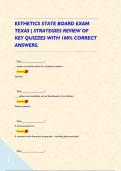 ESTHETICS STATE BOARD EXAM TEXAS &vert; STRATEGIES REVIEW OF KEY QUIZZES WITH 100&percnt; CORRECT ANSWERS&period;     