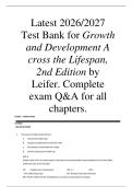 Growth & Development Across Lifespan 2nd Edition Test Bank 2026&sol;2027 &ndash; Leifer