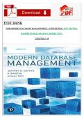 TEST BANK FOR MODERN DATABASE MANAGEMENT&comma; 13TH EDITION&comma; JEFF HOFFER&comma; RAMESH VENKATARAMAN&comma; HEIKKI TOPI&vert;  CHAPTER 1-14