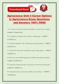 Agriscience Unit 4 Career Options in Agriscience Exam Questions and Answers 100&percnt; PASS