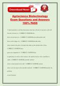 Agriscience Biotechnology Exam Questions and Answers 100&percnt; PASS