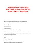 CYBERSECURITY 20252026  MIDTERM EXAM 120 QUESTIONS  AND CORRECT ANSWERS