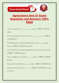 Agriscience Unit 21 Exam Questions and Answers 100&percnt; PASS