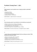 Psychiatric Nursing Exam 1 2026&sol;2027 &ndash; Study Questions with Answers