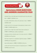 Agriscience EXAM QUESTIONS AND ANSWERS GUARANTEE PASS
