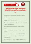 Agriscience Exam Questions With All Correct Answers Rated A&plus;