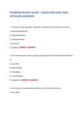 PHARMACOLOGY EXAM 1 QUESTIONS AND WELL DETAILED ANSWERS 