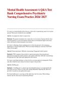 Mental Health Assessment A Q&A Test Bank 2026&sol;2027 &ndash; Comprehensive Psychiatric Nursing Exam
