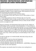 PEDIATRICS - HESI PRACTICE EXAM&period; LATEST UPDATE 2026 QUESTIONS AND CORRECT VERIFIED ANSWERS