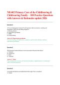 NR-602 Primary Care of the Childbearing & Childrearing Family &ndash; 100 Practice Questions with Answers & Rationales update 